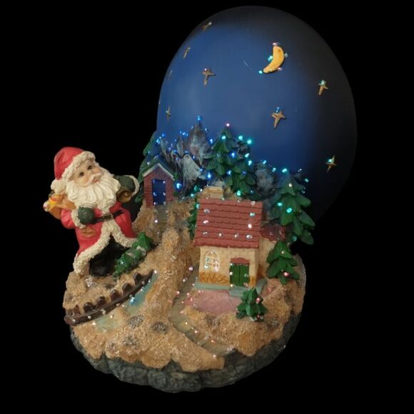 Vintage 90s Christmas Village Scene Musical Light Up Moon Fiber Optics VIDEO - Picture 11 of 16